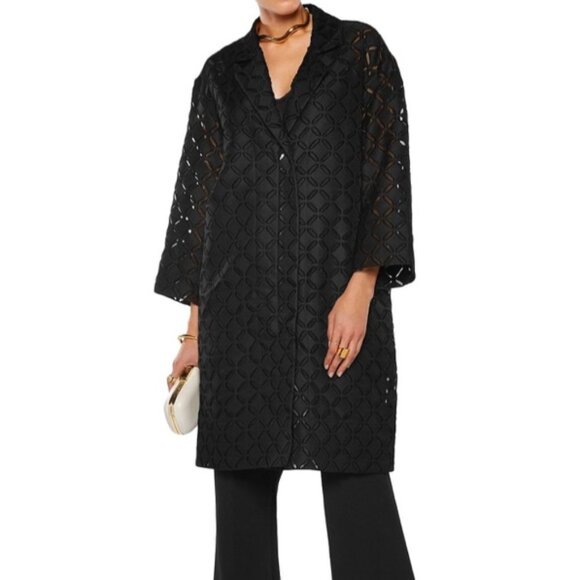 Roland Mouret Cutout Jacket Cotton Blend Black 10 - Picture 1 of 12